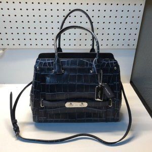 SWAGGER 37 HANDBAG FRAME SATCHEL W/EMBOSSED CROCODILE LEATHER #K1573 37183